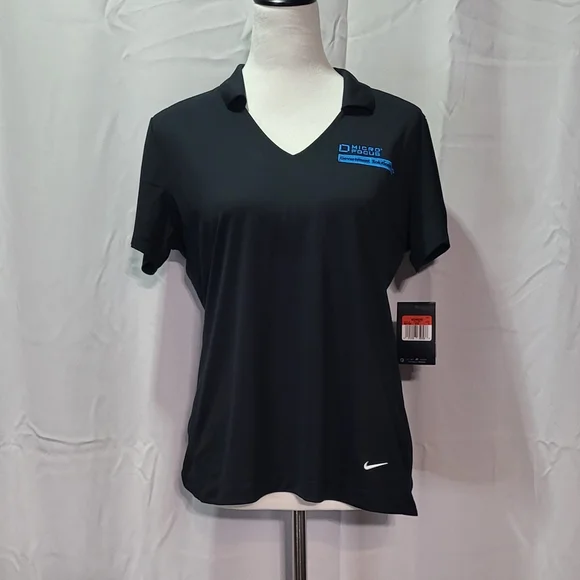 Nike Golf Women's NWT Dri-FIT Vertical Mesh Black Polo Shirt Size Large - Picture 3 of 11